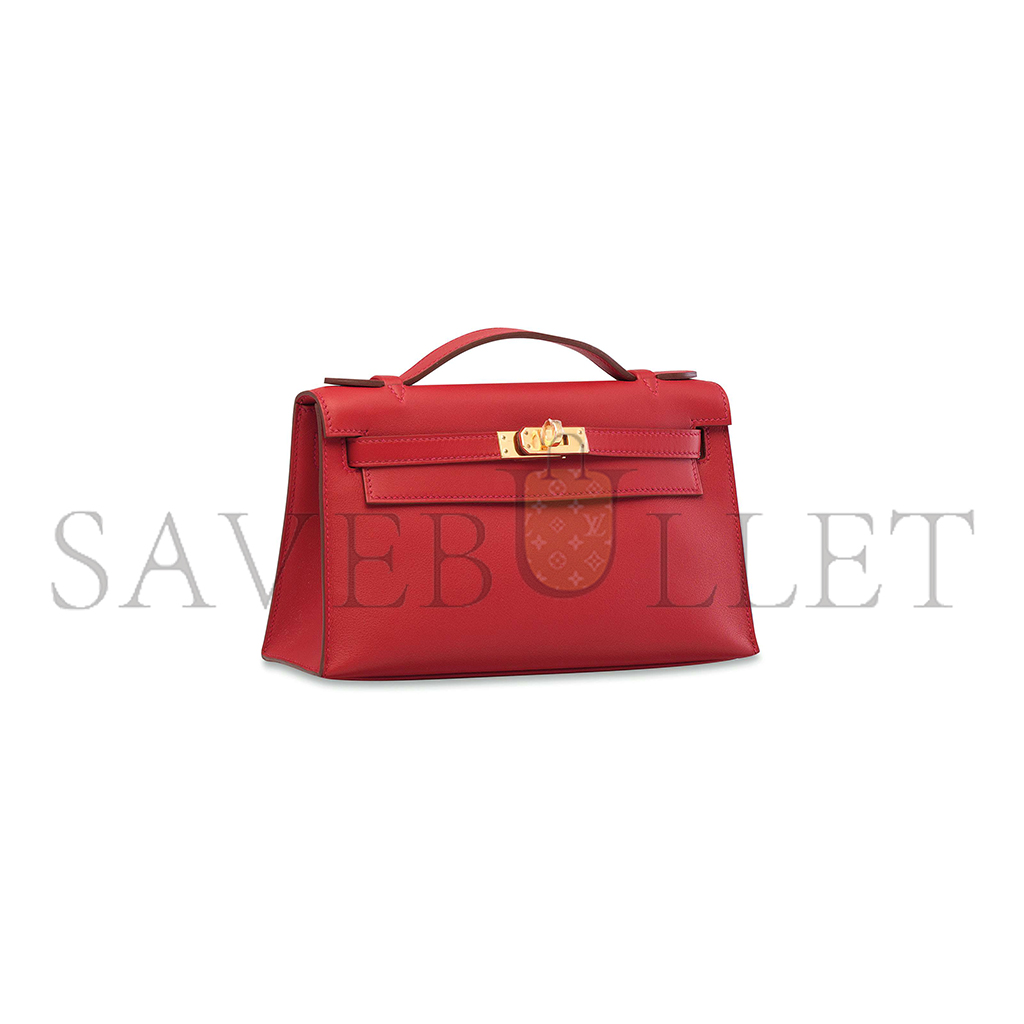 HERMÈS MASTER LEATHER KELLY POCHETTE WITH GOLD HARDWARE (22*14*7cm) 